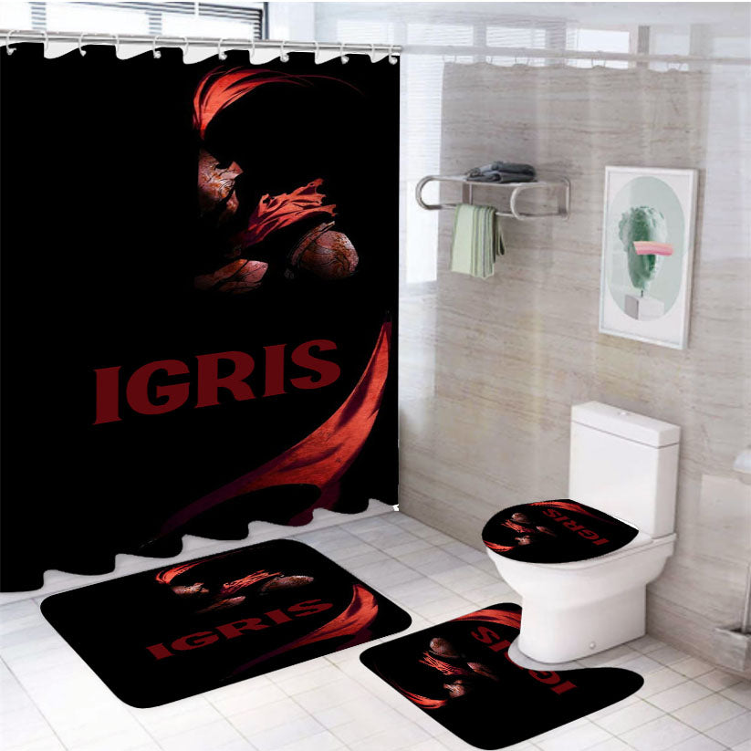 Manhwa Solo Leveling Red Igris 4Pcs Bathroom Set Shower Curtain