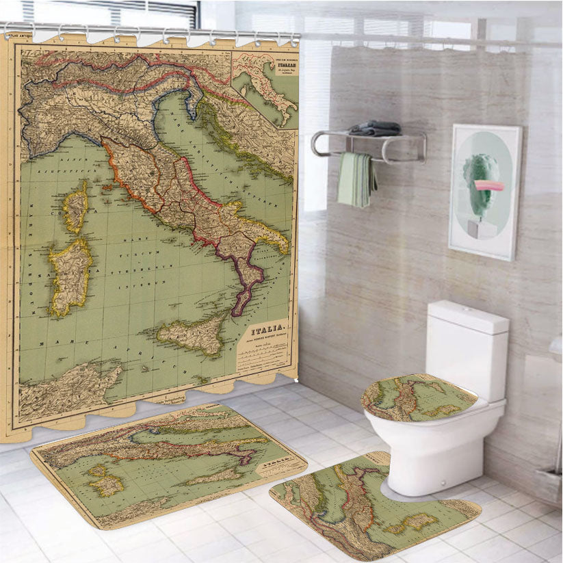 Map Of Italy From 1903 4Pcs Bathroom Set Shower Curtain