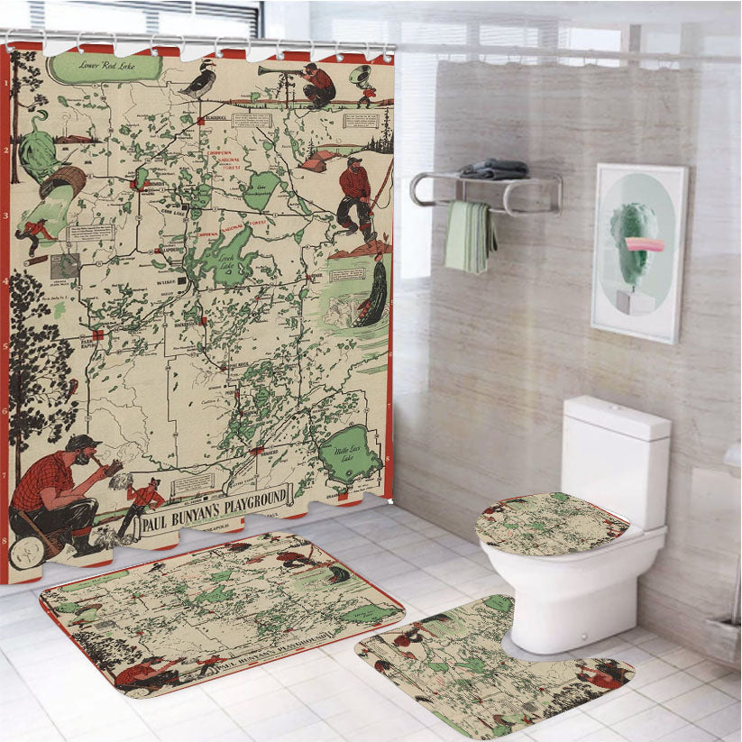 Map Of Minnesota From 1936 4Pcs Bathroom Set Shower Curtain