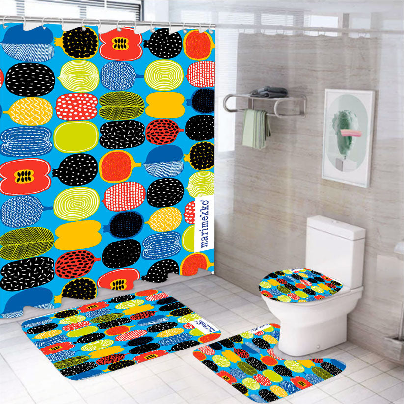 Marimekko Fruits Kompottimonogram Heritage 4Pcs Bathroom Set Shower Curtain