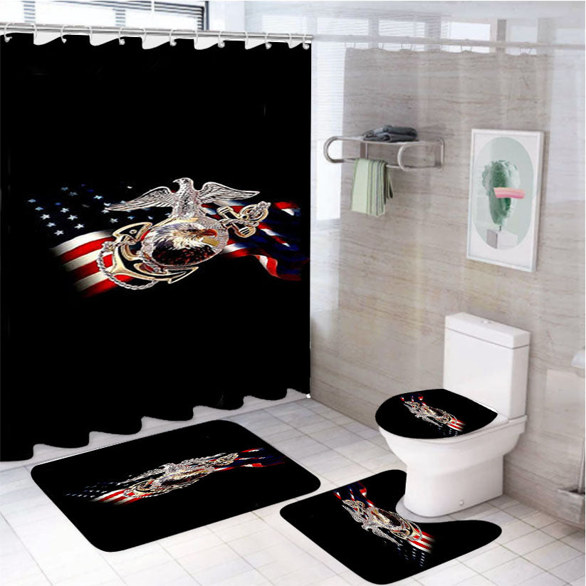 Marine Corps 4Pcs Bathroom Set Shower Curtain