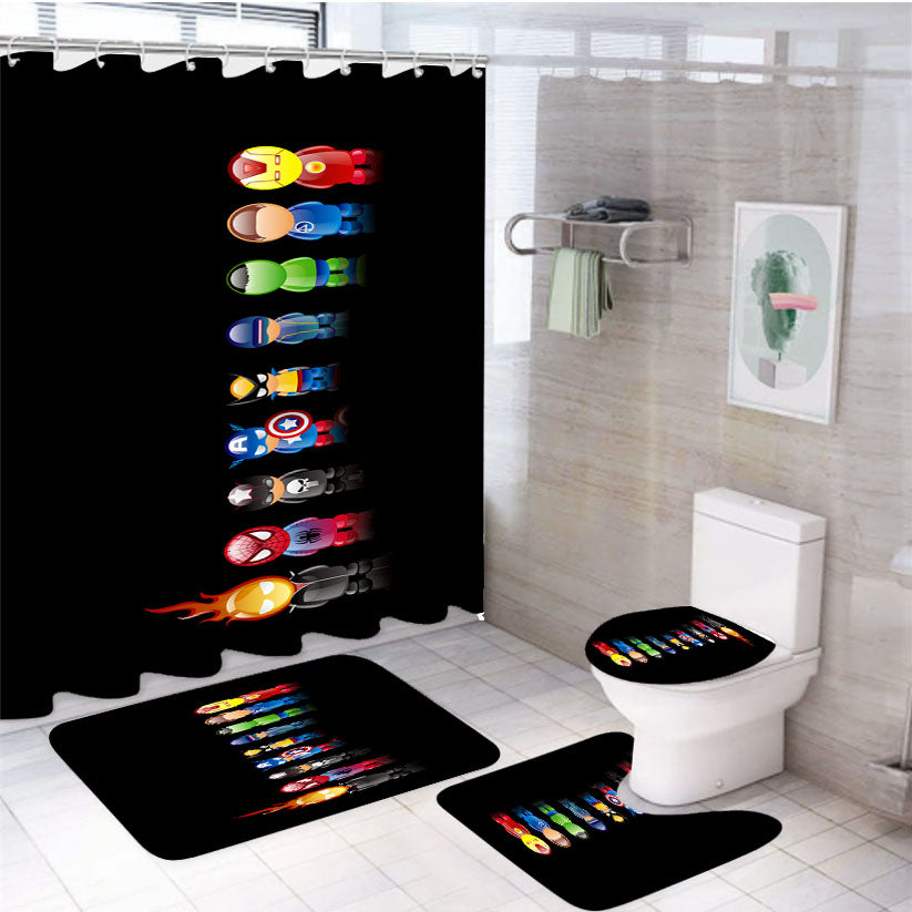 Marvel Avengers Comic Character 4Pcs Bathroom Set Shower Curtain