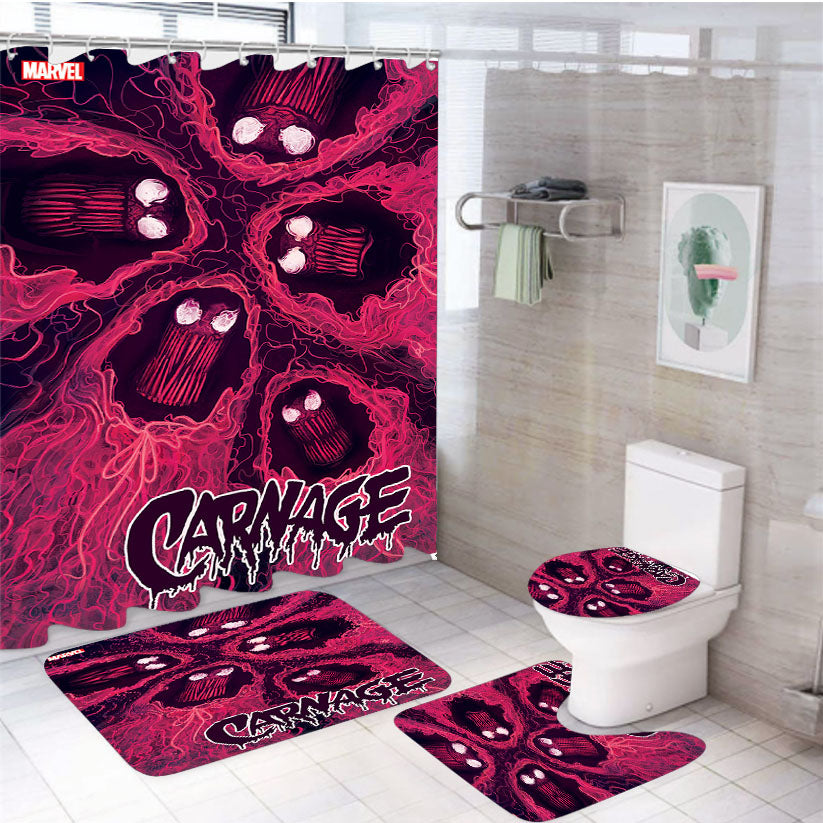 Marvel Carnage Comic Cover 4Pcs Bathroom Set Shower Curtain