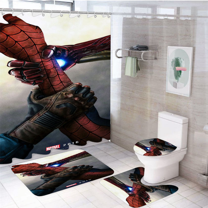Marvel Civil War 2016 4Pcs Bathroom Set Shower Curtain
