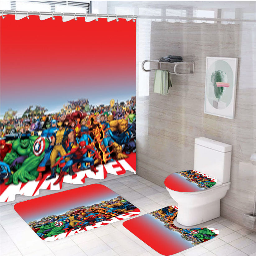 Marvel Famil 4Pcs Bathroom Set Shower Curtain