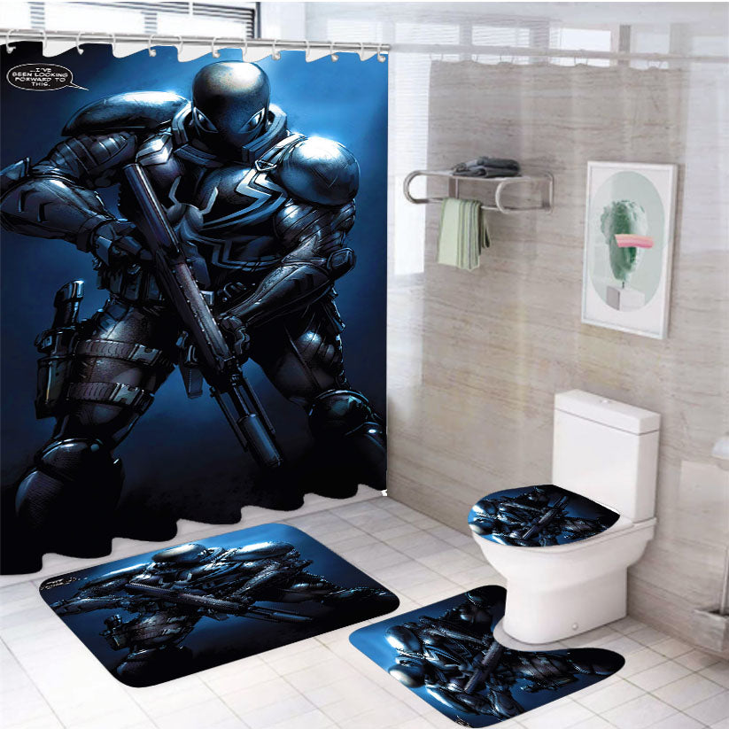 Marvel Flash Thompson Agent Venom 4Pcs Bathroom Set Shower Curtain