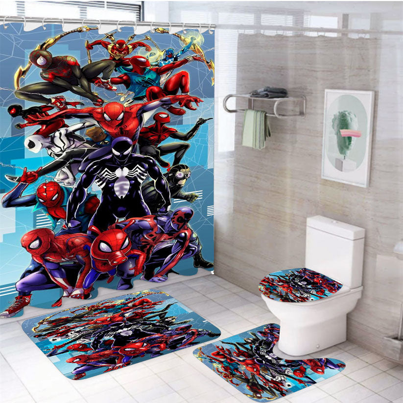 Marvel Hero Spiderman Collections  4Pcs Bathroom Set Shower Curtain