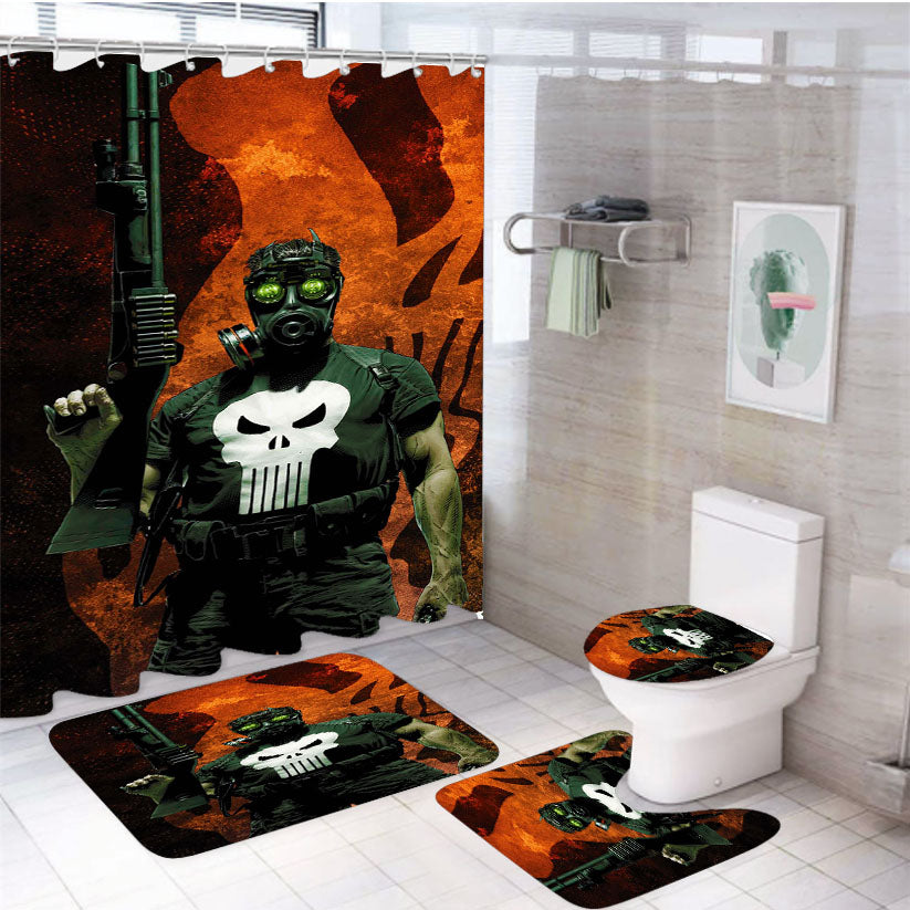 Marvel Punisher 4Pcs Bathroom Set Shower Curtain