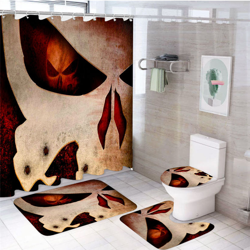 Marvel Punisher Logo 4Pcs Bathroom Set Shower Curtain