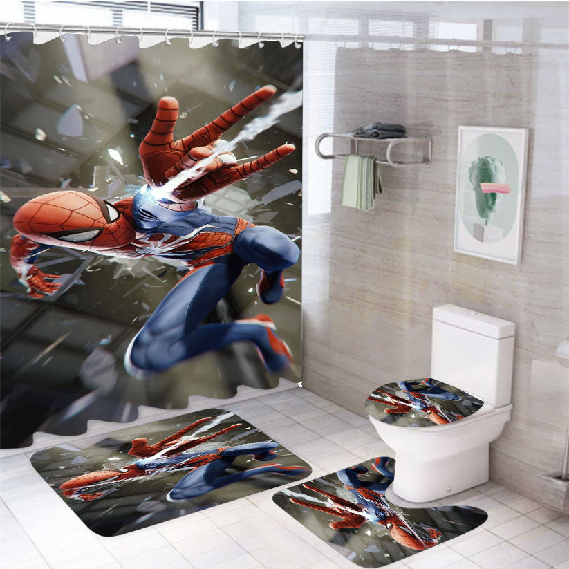Marvel Studio Spiderman  4Pcs Bathroom Set Shower Curtain