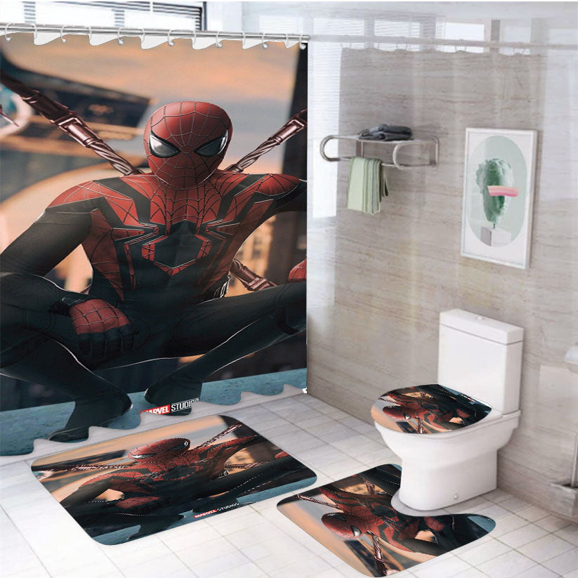 Marvel Studios Spider Man Far From Home  4Pcs Bathroom Set Shower Curtain