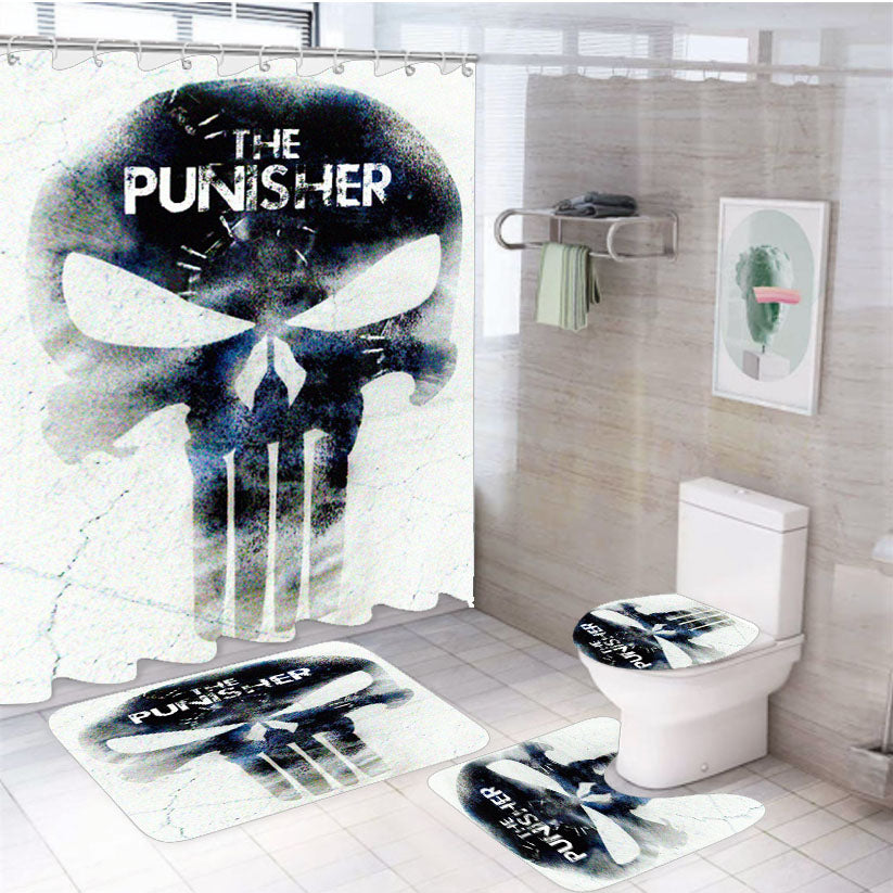 Marvel The Punisher Logo 4Pcs Bathroom Set Shower Curtain