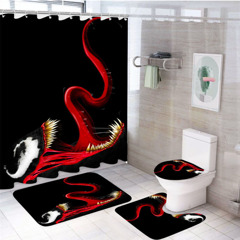 Marvel Venom Dark 4Pcs Bathroom Set Shower Curtain