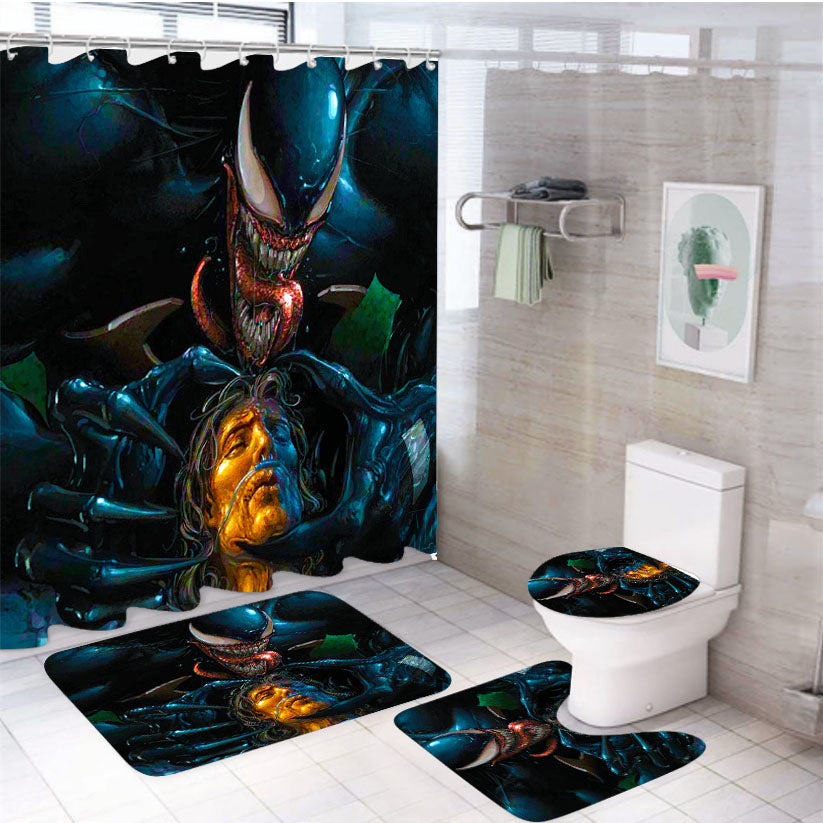 Marvel Venom Eat 4Pcs Bathroom Set Shower Curtain