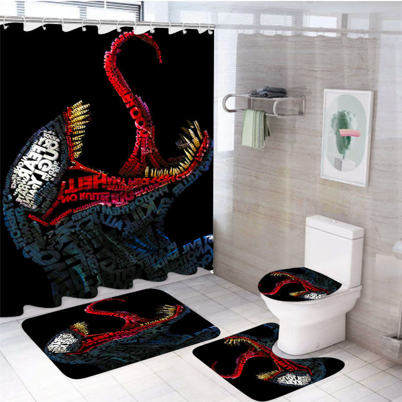 Marvel Venom Text 4Pcs Bathroom Set Shower Curtain