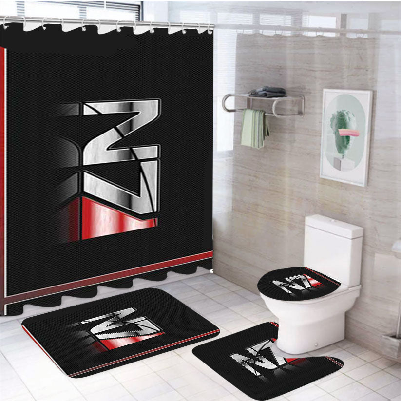Mass Effect Logo Texture  4Pcs Bathroom Set Shower Curtain