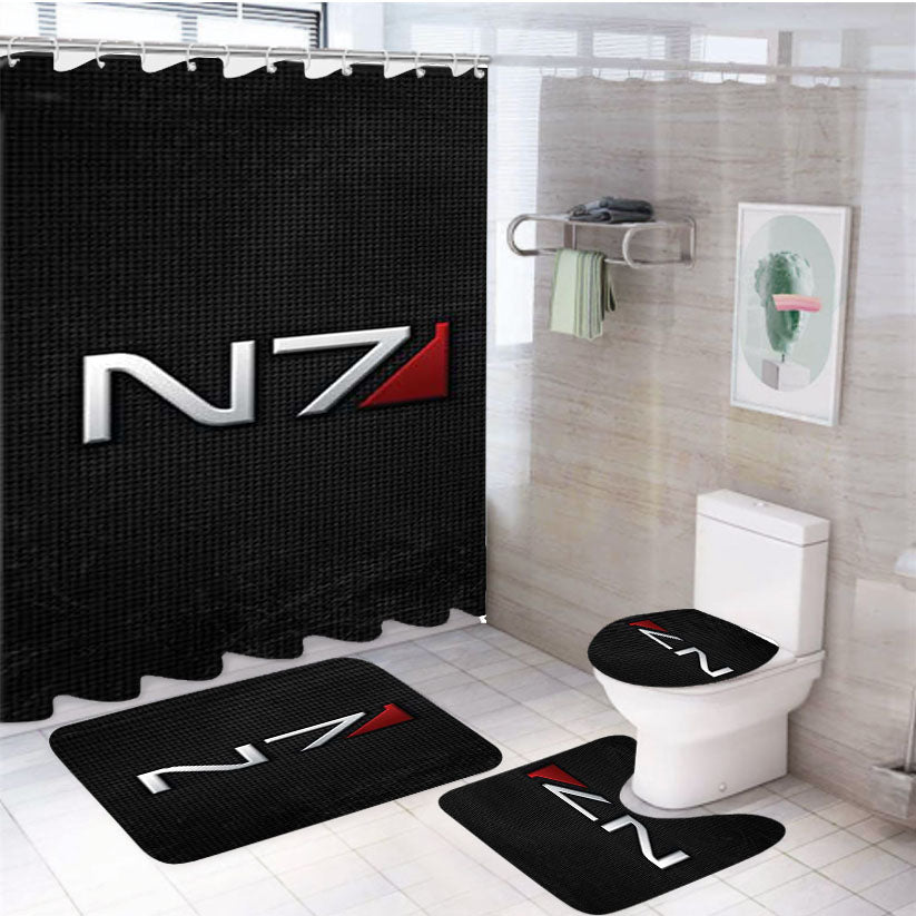 Mass Effect N7 Texture  4Pcs Bathroom Set Shower Curtain