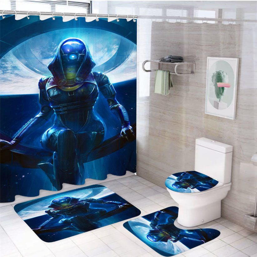 Mass Effect Tali'Zorah  4Pcs Bathroom Set Shower Curtain