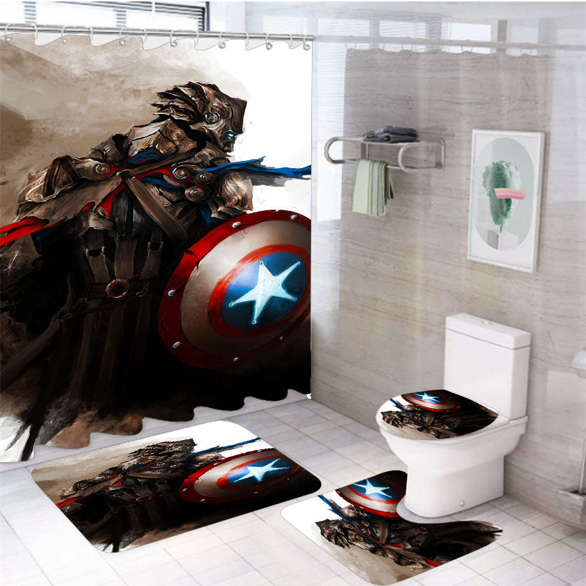 Medieval Captain America 4Pcs Bathroom Set Shower Curtain