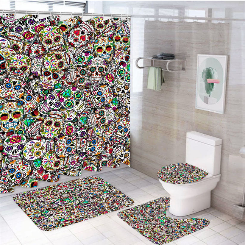 Mexican Sugar Skulls Grateful Dead  4Pcs Bathroom Set Shower Curtain