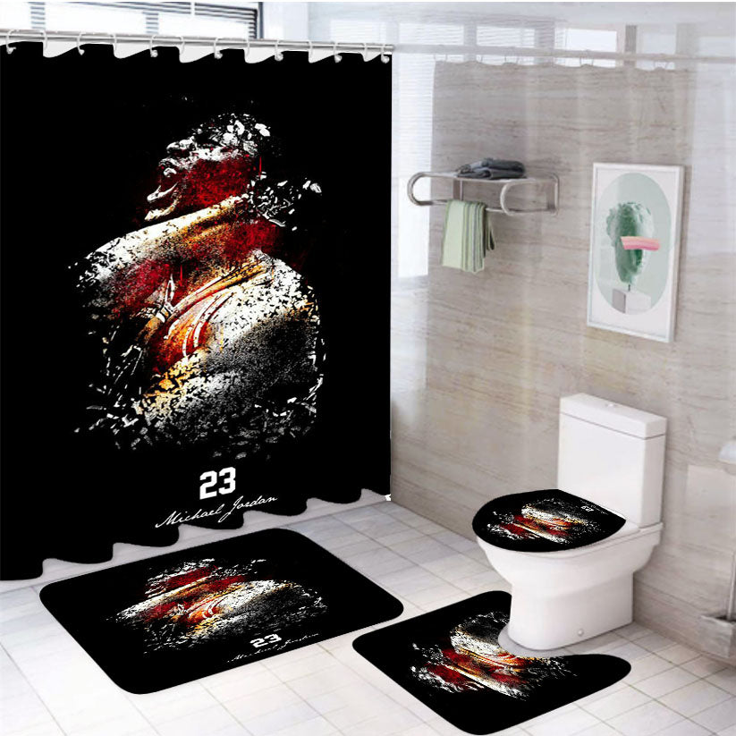 Michael Jordan 23 Art Abstract 4Pcs Bathroom Set Shower Curtain