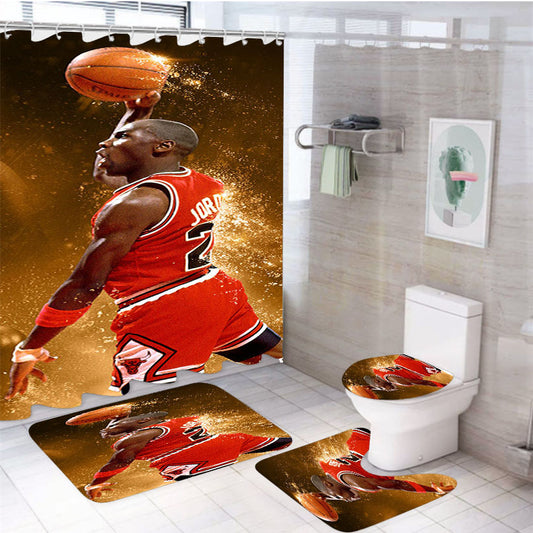 Michael Jordan Chicago Bulls 4Pcs Bathroom Set Shower Curtain
