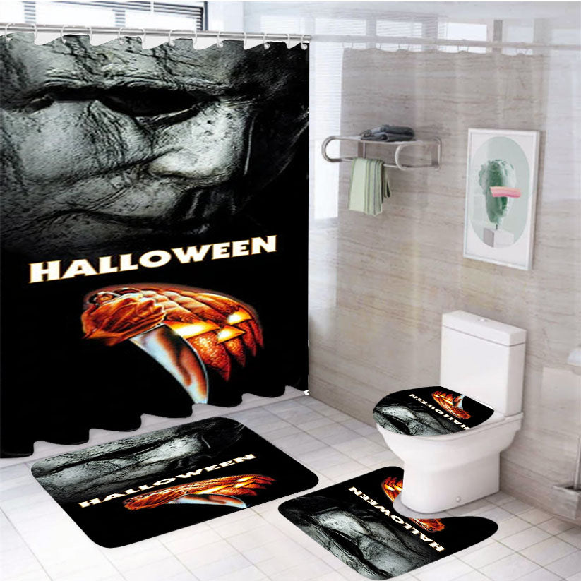 Michael Myers Halloween Horror 4Pcs Bathroom Set Shower Curtain