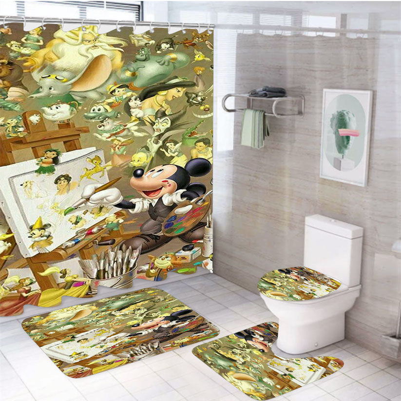 Mickey 4Pcs Bathroom Set Shower Curtain