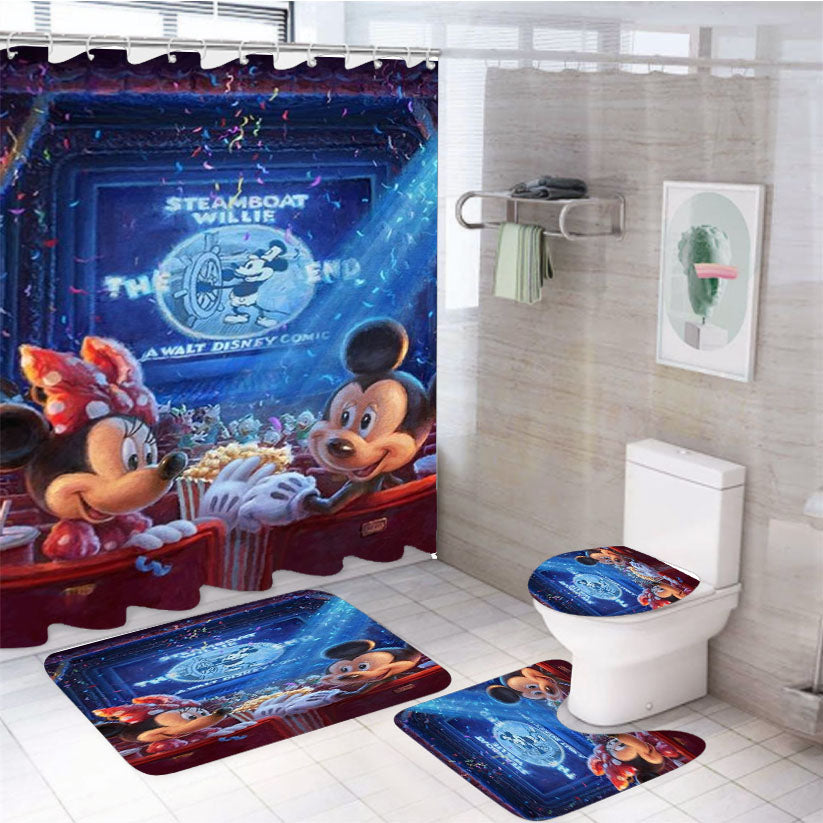 Mickey 90 Years Of Magic 4Pcs Bathroom Set Shower Curtain