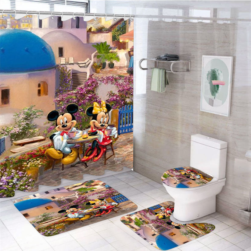 Mickey And Minnie In Greece 4Pcs Bathroom Set Shower Curtain