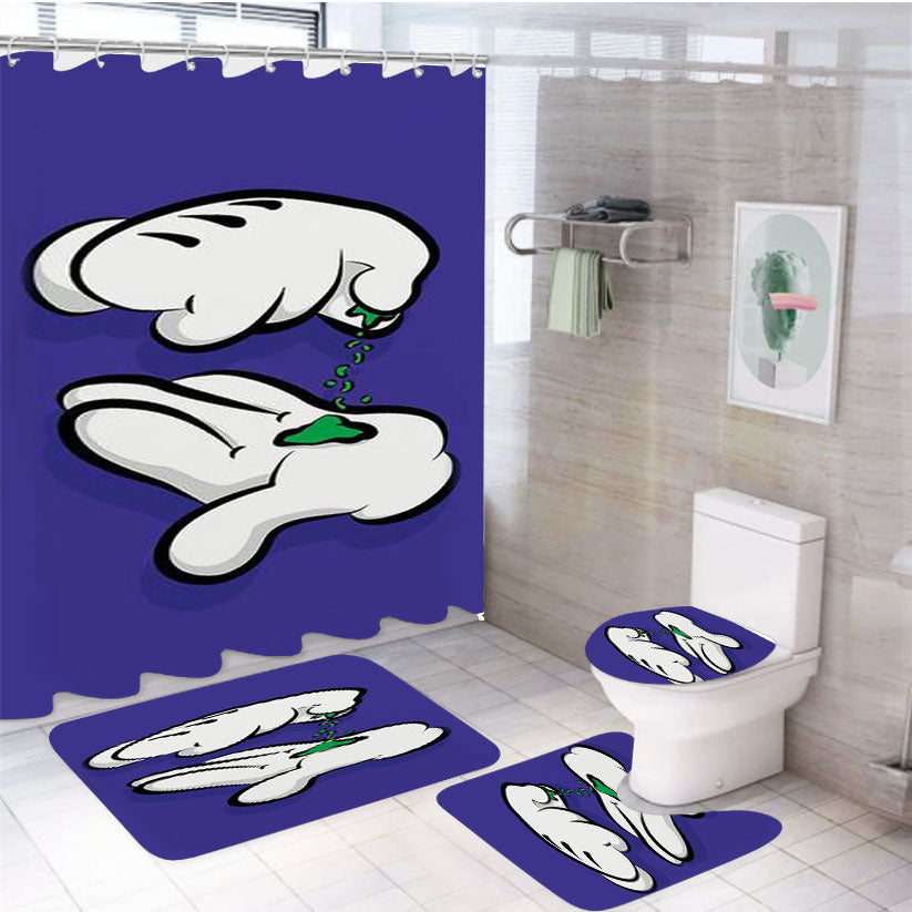 Mickey Hands Weed 4Pcs Bathroom Set Shower Curtain