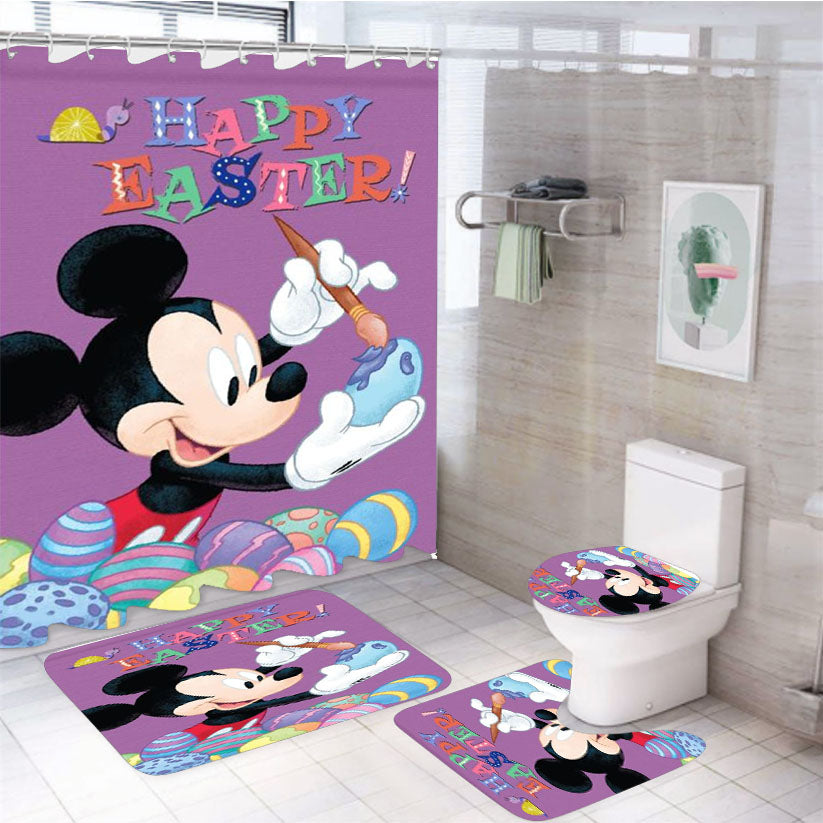 Mickey Happy Easter 4Pcs Bathroom Set Shower Curtain