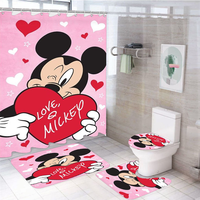 Mickey Heart You 4Pcs Bathroom Set Shower Curtain