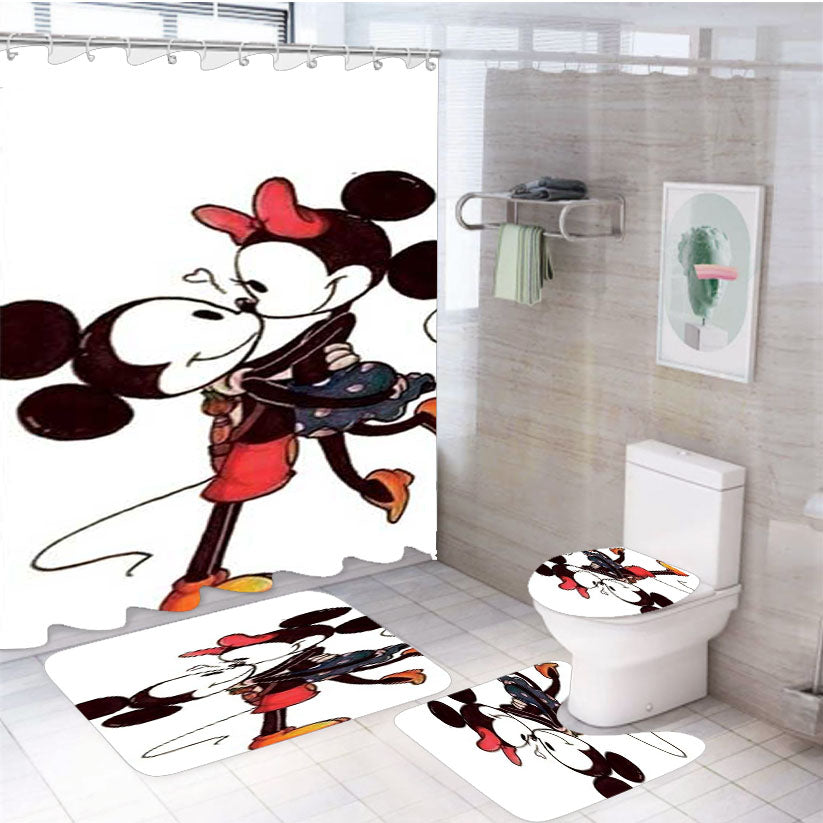 Mickey Minnie Lift 4Pcs Bathroom Set Shower Curtain