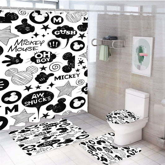 Mickey Mouse 4Pcs Bathroom Set Shower Curtain