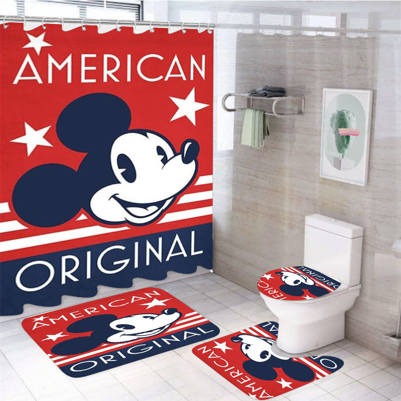 Mickey Mouse American Original 4Pcs Bathroom Set Shower Curtain