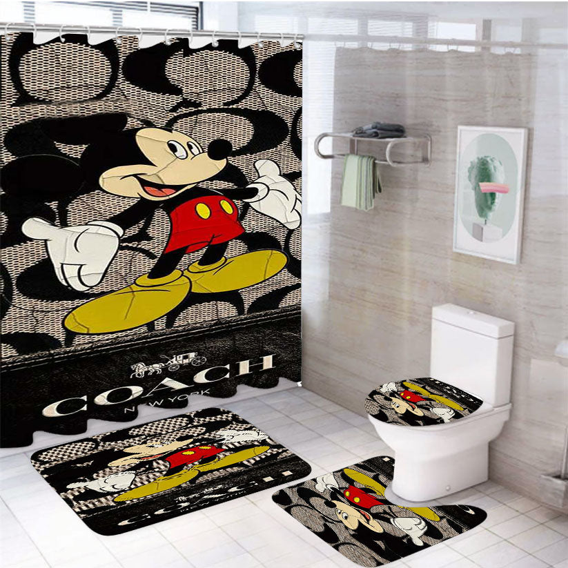 Mickey Mouse Coach New York 4Pcs Bathroom Set Shower Curtain
