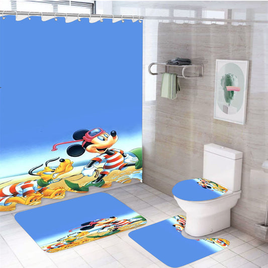 Mickey Mouse Disney  4Pcs Bathroom Set Shower Curtain