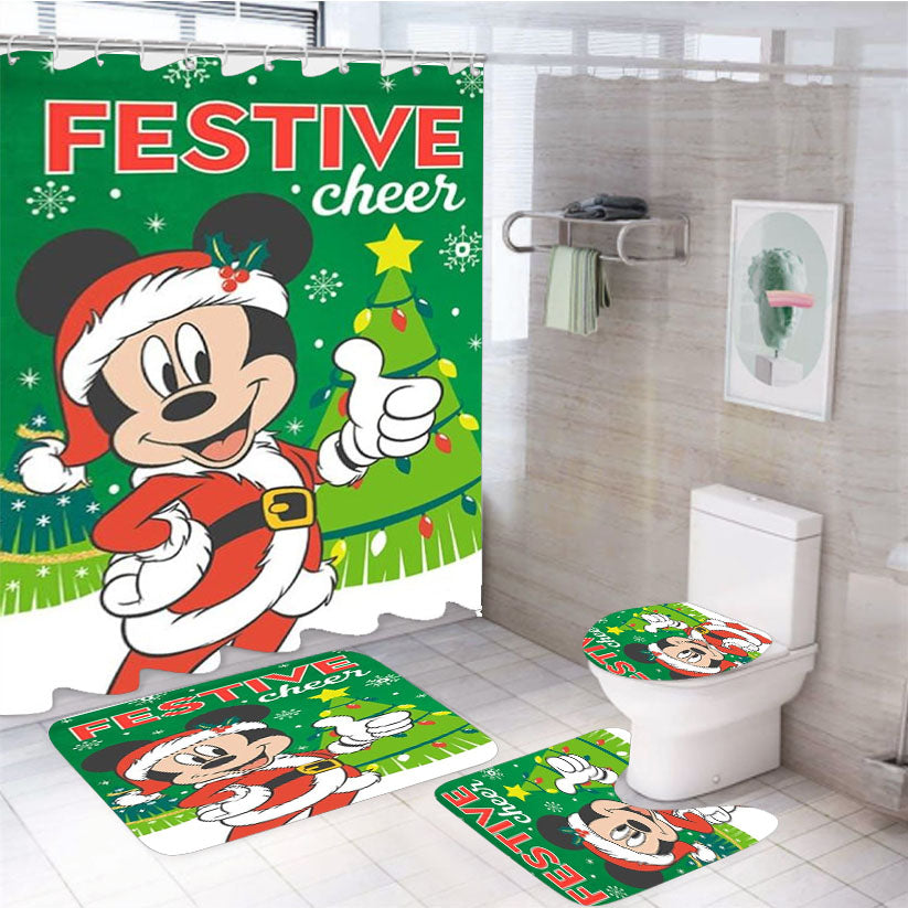Mickey Mouse Festive Cheer 4Pcs Bathroom Set Shower Curtain