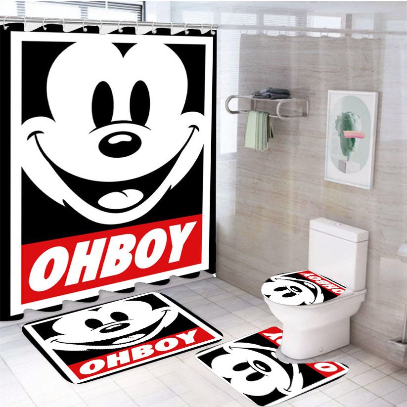 Mickey Mouse Obey Ohboy 4Pcs Bathroom Set Shower Curtain