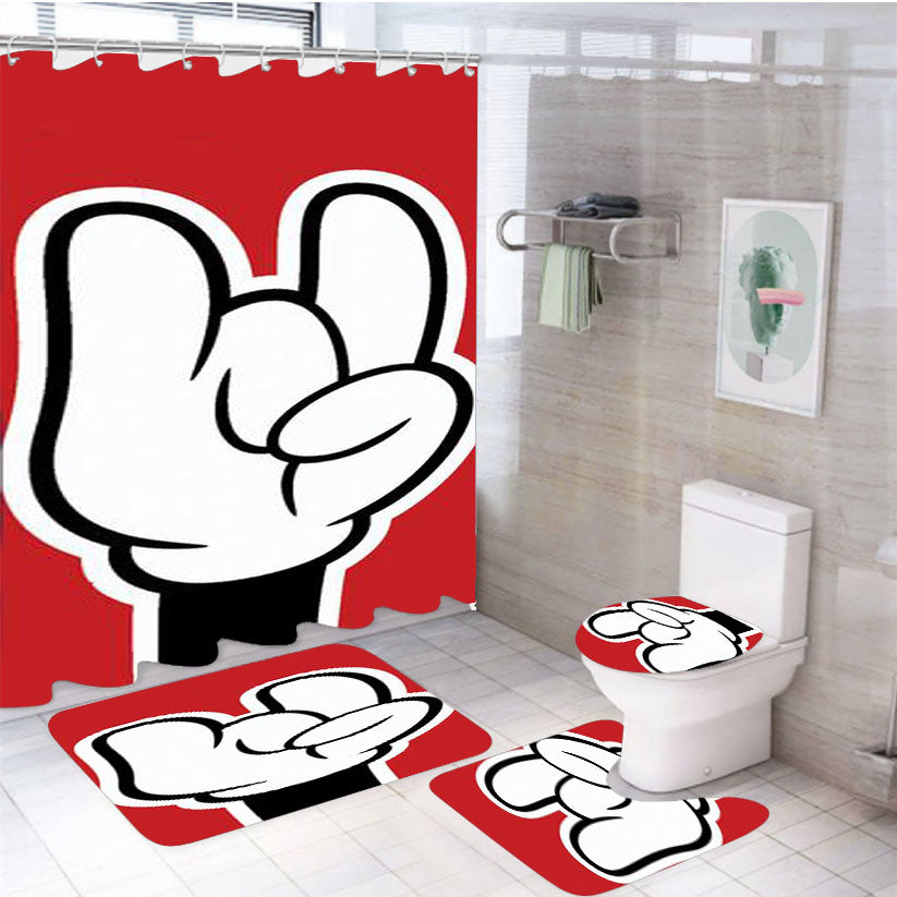 Mickey Mouse Rocks 4Pcs Bathroom Set Shower Curtain