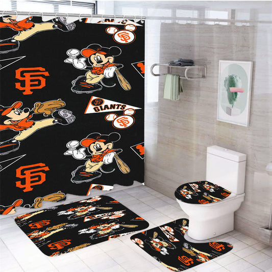 Mickey Mouse San Francisco Giants 4Pcs Bathroom Set Shower Curtain