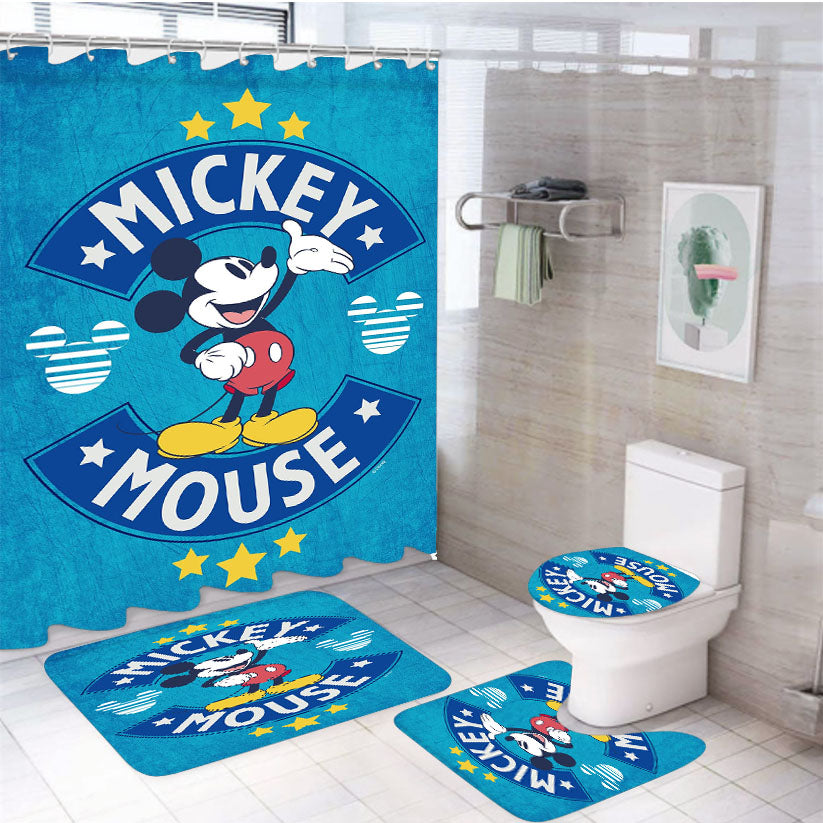 Mickey Mouse Stars 4Pcs Bathroom Set Shower Curtain