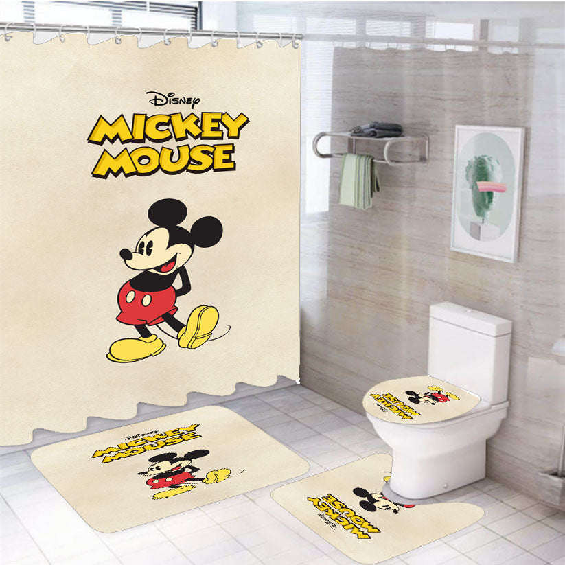 Mickey Mouse Vintage Style 4Pcs Bathroom Set Shower Curtain