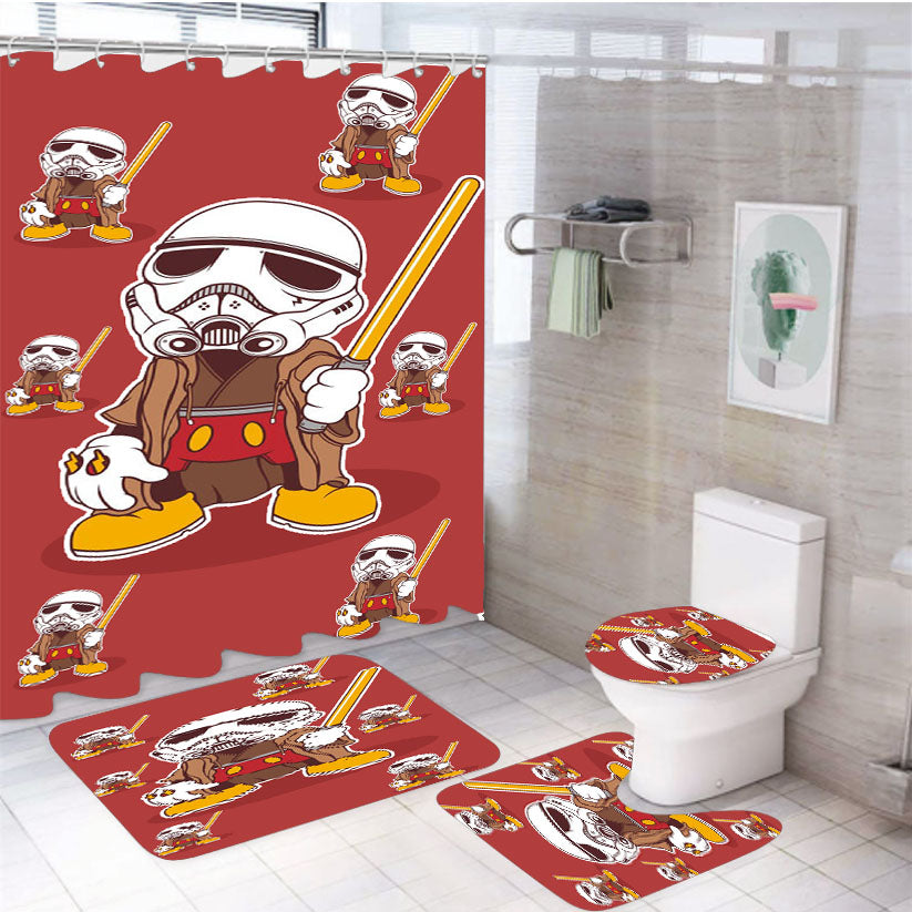 Mickey Wars Pattern 4Pcs Bathroom Set Shower Curtain