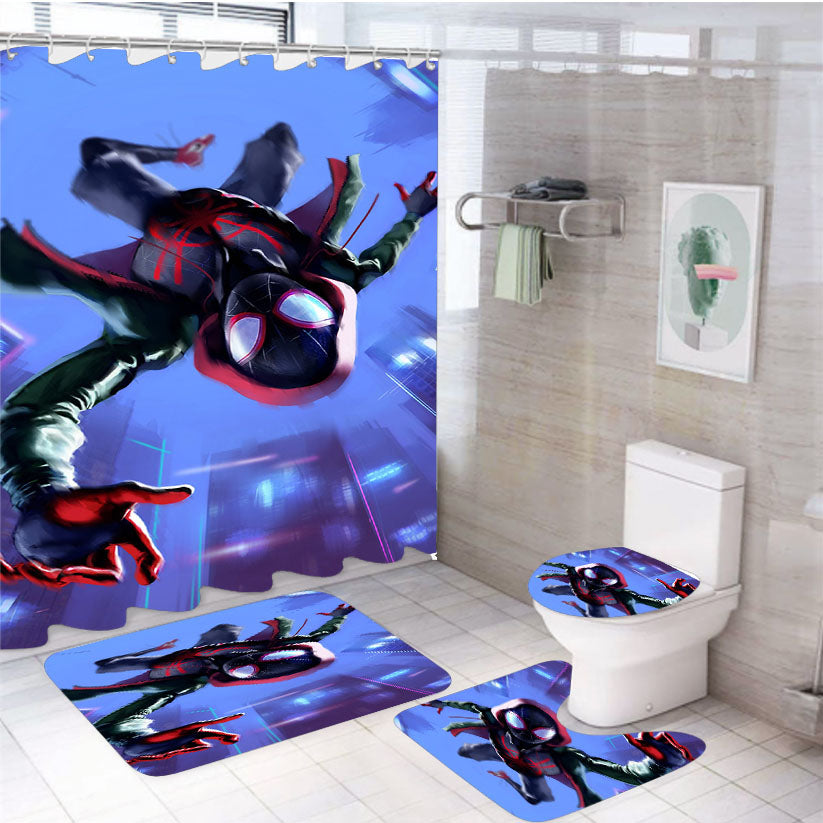 Miles Morales In Spider Man Into The Spider Verse 4Pcs Bathroom Set Shower Curtain