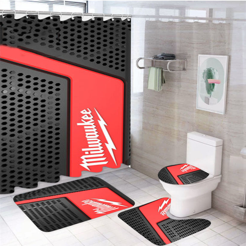 Milwaukee Fuel 4Pcs Bathroom Set Shower Curtain
