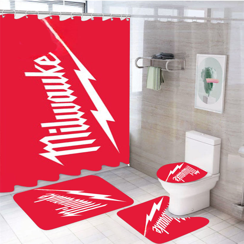 Milwaukee Logo 4Pcs Bathroom Set Shower Curtain