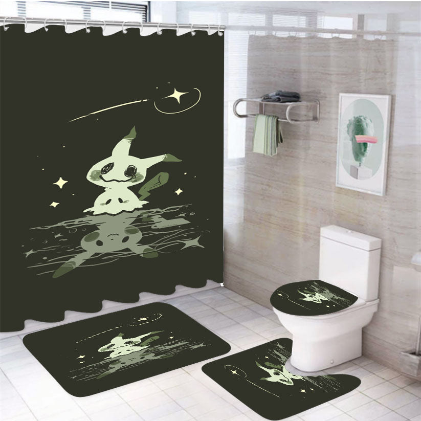 Mimikyu Pokemon 4Pcs Bathroom Set Shower Curtain