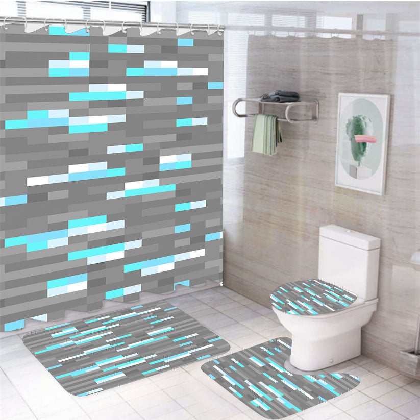 Minecraft Inspired Ore Diamond 4Pcs Bathroom Set Shower Curtain